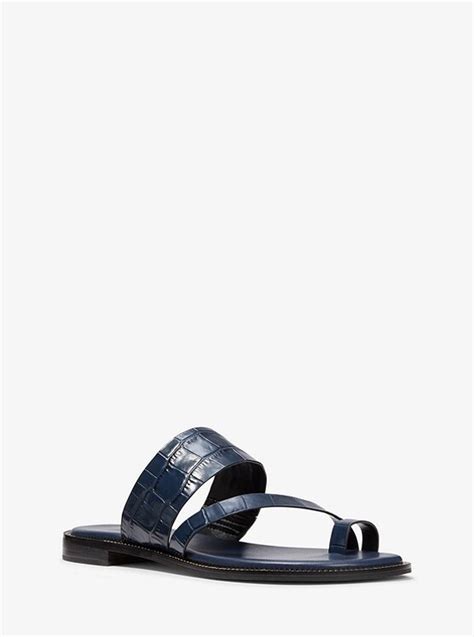 michael kors pratt sandal black|Pratt Crocodile Embossed Leather Sandal .